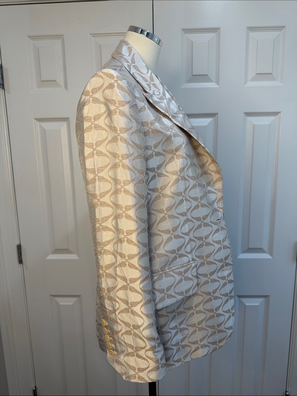 Zadig & Voltaire Vicka Jacquard Wings Blazer Cream Gold Flop Packets US 8-10 - Picture 6 of 16